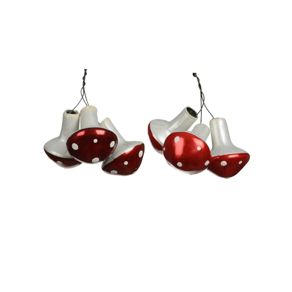 Paddenstoel Op Draad Glas Shiny-mat Stippen Dia3.2-h4.1cm Rood 2 Assortiment