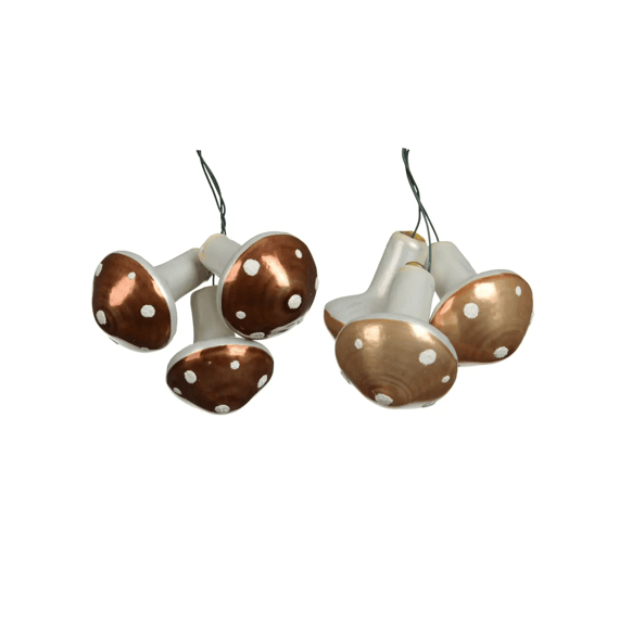 Paddenstoel Op Draad Glas Shiny-mat Stippen Dia3.2-h4.1cm Espresso/brandy 2 Assortiment