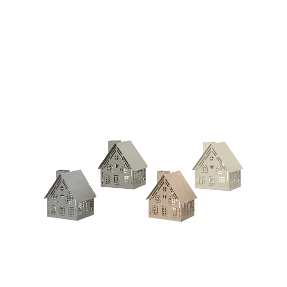 Theelichthouder Ijzer Huis L12-w11-h14cm 4
