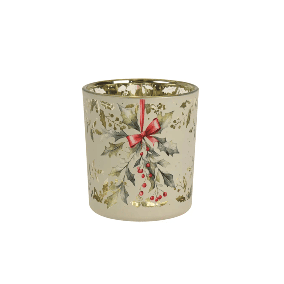 Theelichthouder Glas Bessen Dia7.3-h8cm Wit/kleur(en)