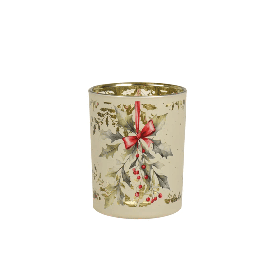 Theelichthouder Glas Bessen Dia10-h12.5cm Wit/kleur(en)
