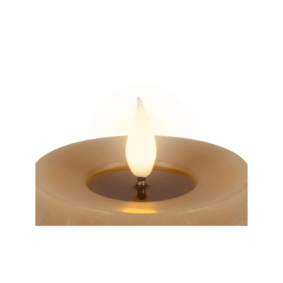 Led Kaars Wax Vlam Binnen Dia7.5-h20cm Bruin/warm Wit
