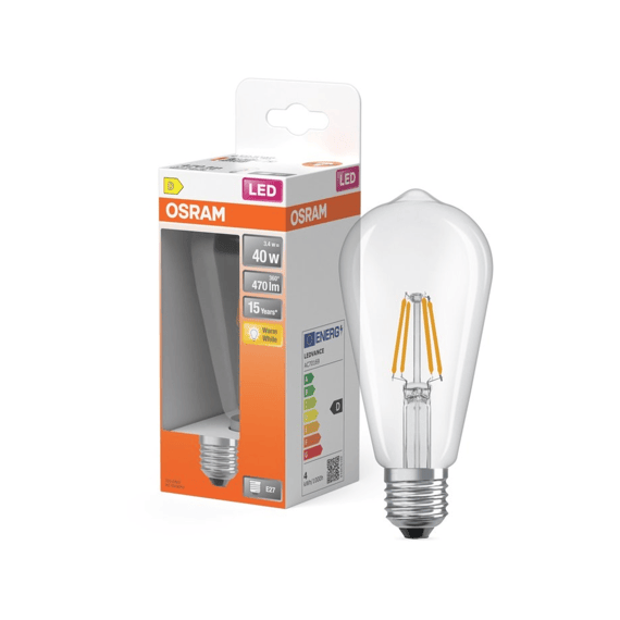 Osram Led St Cl Edison Fil 40 3.4w 827 E27