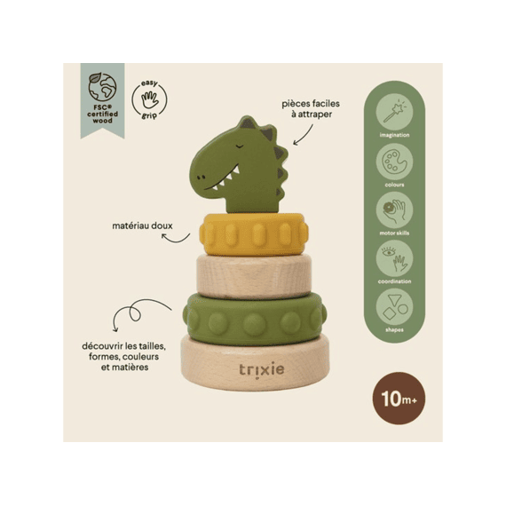 Trixie Houten Stapeltoren Met Siliconen Ringen - Mr. Dino