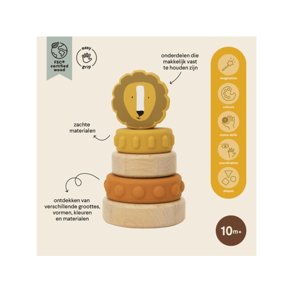 Trixie Houten Stapeltoren Met Siliconen Ringen - Mr. Lion