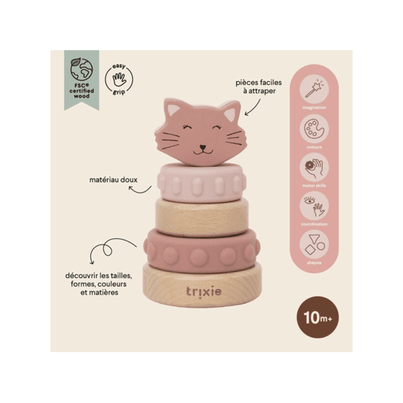 Trixie Houten Stapeltoren Met Siliconen Ringen - Mrs. Cat