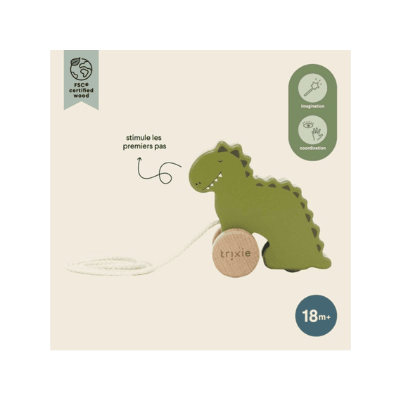 Trixie Klein Houten Trekspeeltje - Mr. Dino