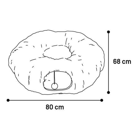 Kattentunnel Met Kussen Donna Grijs 80cm Dia. 26cm