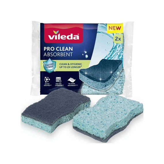 Vileda Pro Clean Spons Met Enzymen Per 2