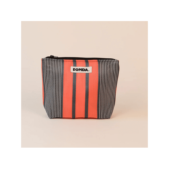 Fonda Toilettasje Mid Pouche Striped Coral Black