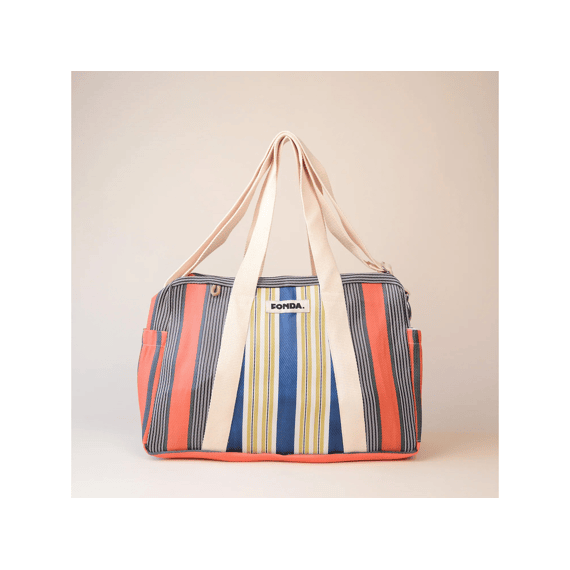 Fonda Weekendtas Striped Blue Ocre