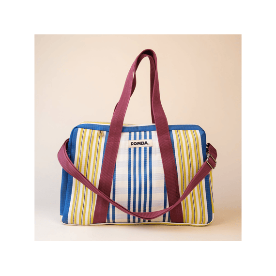 Fonda Weekendtas Striped Blue White