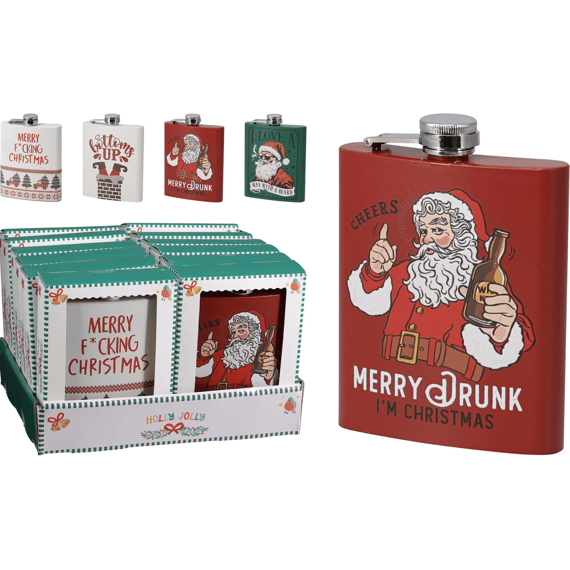 Heupfles Xmas Design 207ml 3 Assortiment