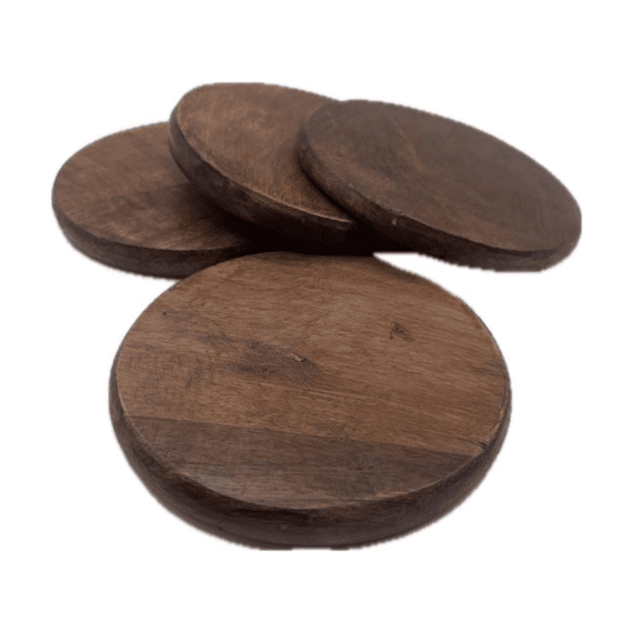Onderzetter 4 Stuks Dia10cm Walnoot