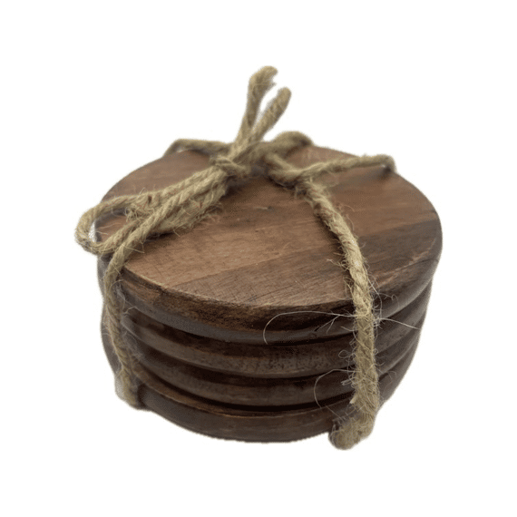 Onderzetter 4 Stuks Dia10cm Walnoot