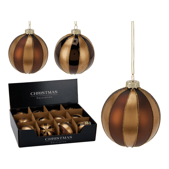 Kerstbal Glas Dia8cm 2 Assortiment