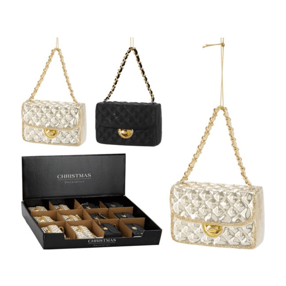 Kerstbal Handtas Dia8cm 2 Assortiment