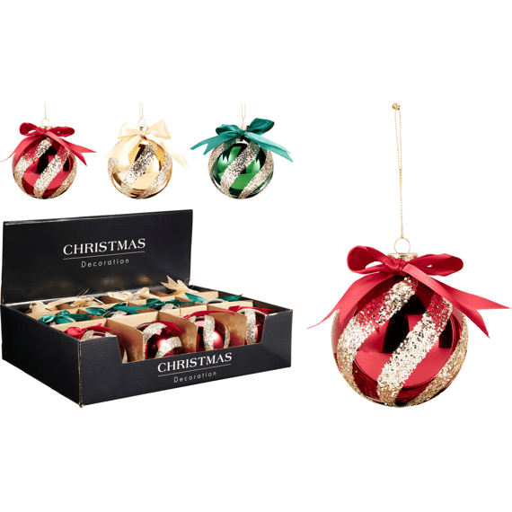 Kerstbal Dia10cm 3 Assortiment