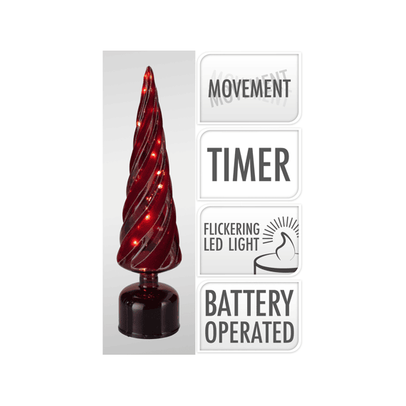 Boom Glas Twinkel Led 33cm Burgundy