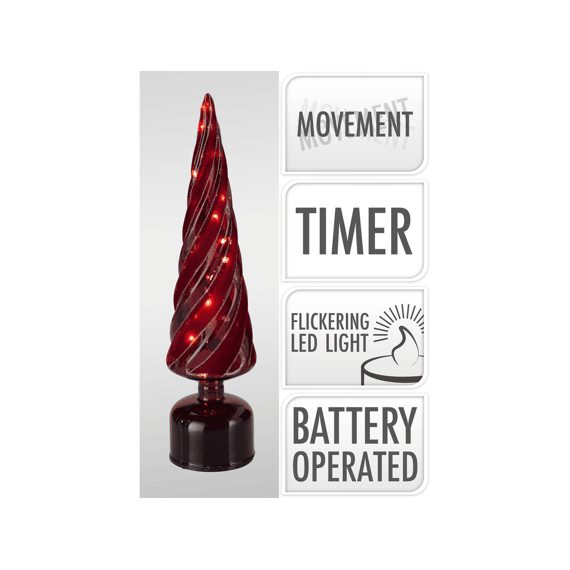 Boom Glas Twinkel Led 39cm Burgundy