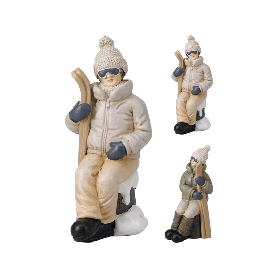 Figuur Met Skis 9x7x15cm 2 Assortiment