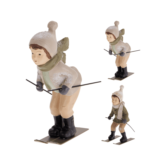 Skier Kind 8x5x14cm 2 Assortiment