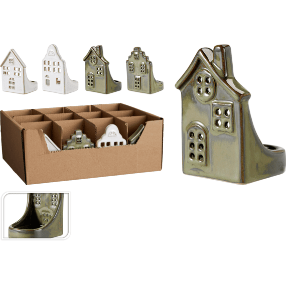 Huis Met Theelichthouder 6x8cm 4 Assortiment