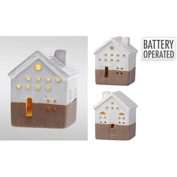 Huis Met Led 7x7x9cm 4 Assortiment