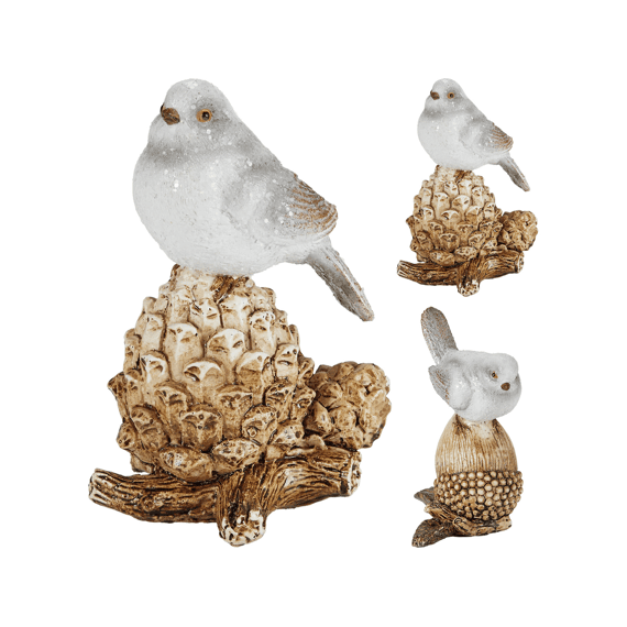 Winter Vogel 7x6x10cm 2 Assortiment