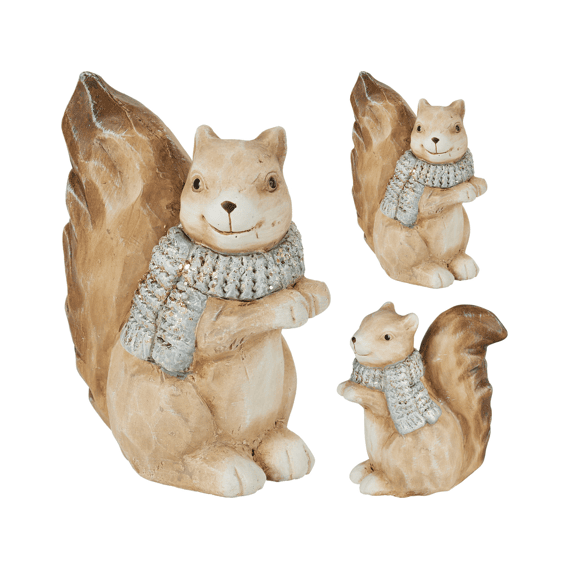 Eekhoorn Met Sjaal 10x5x10cm 2 Assortiment
