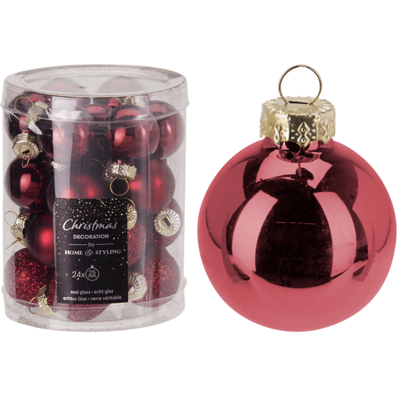 Kerstballen Dia2.5cm 24st Burgundy