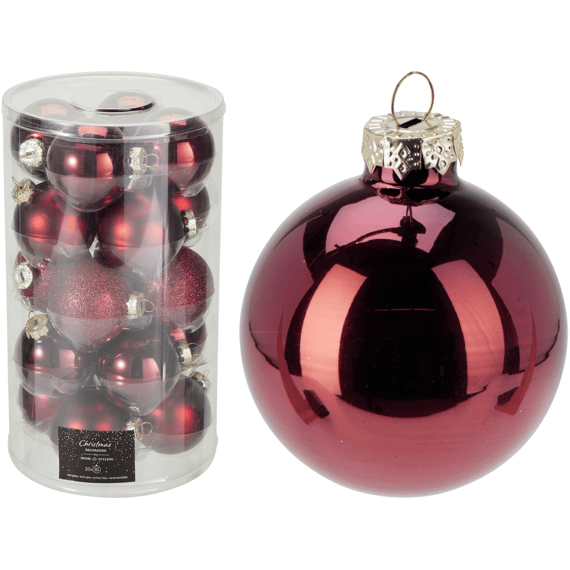 Kerstballen Dia6cm 20st Burgundy