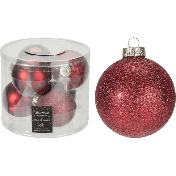 Kerstballen Dia8cm 6st Burgundy