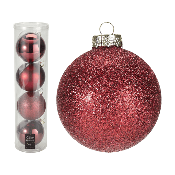 Kerstballen Dia10cm 4st Burgundy