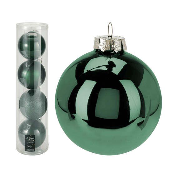 Kerstballen Dia10cm 4st Donker Groen
