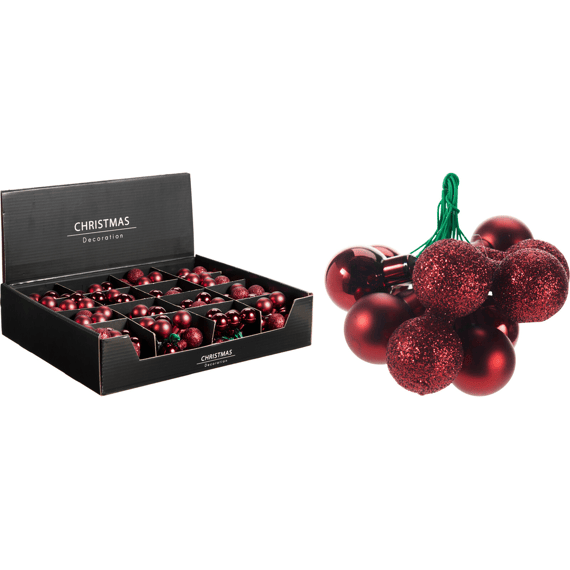 Kerstbal Op Steker 25mm Bordeaux