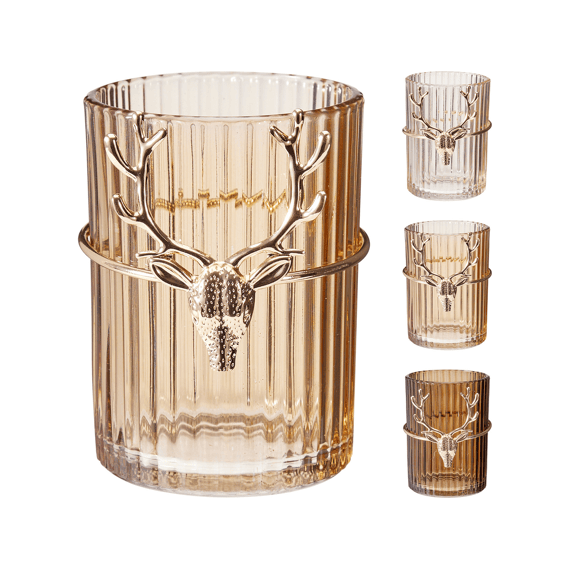 Theelichthouder 9cm Amber 3 Assortiment