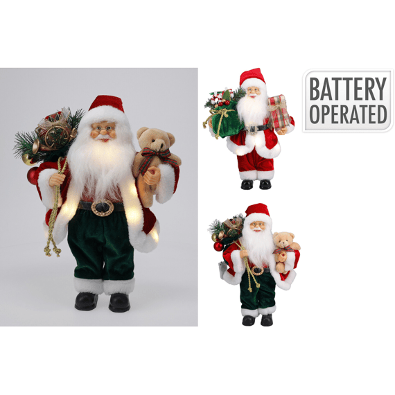 Kerstman Staand Led 30cm 2 Assortiment