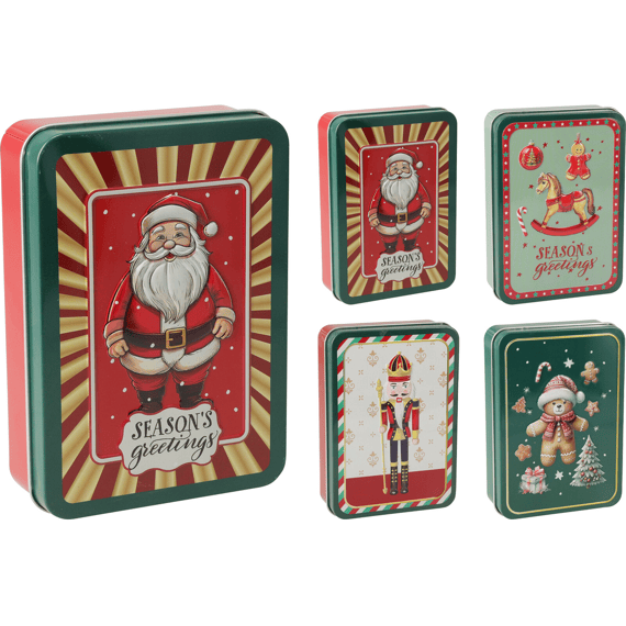 Voorraadblik Kerst 13x9x4cm 4 Assortiment