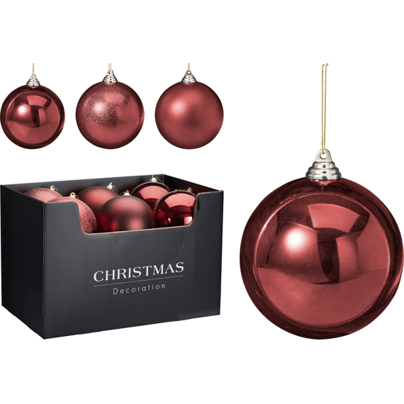 Kerstbal Dia14cm Bordeaux 3 Assortiment