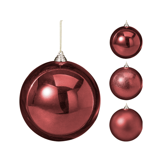 Kerstbal Dia25cm Wijnrood 3 Assortiment
