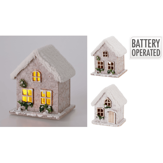 Huis Vilt M Led 13x11x16cm 2 Assortiment