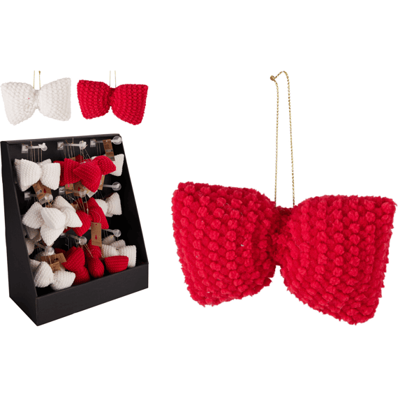 Strik Hangdeco 9x7cm Rood/wit 2 Assortiment