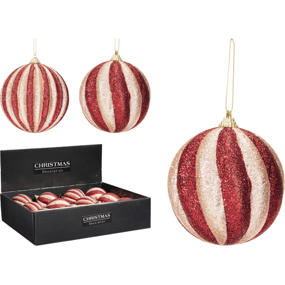 Kerstbal 10cm Glitter 2 Assortiment