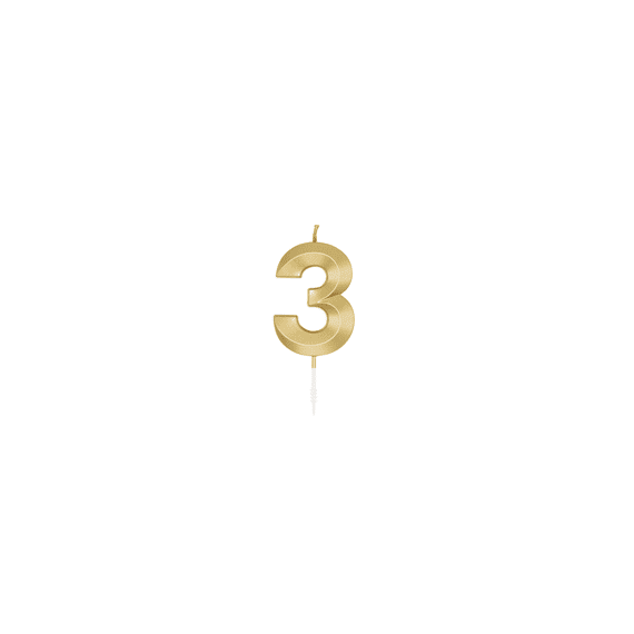 Kaars Voor Taart 6cm Metallic Gold Nr 3