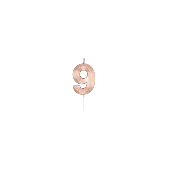 Kaars Voor Taart 6cm Metallic Rose Gold Nr 9