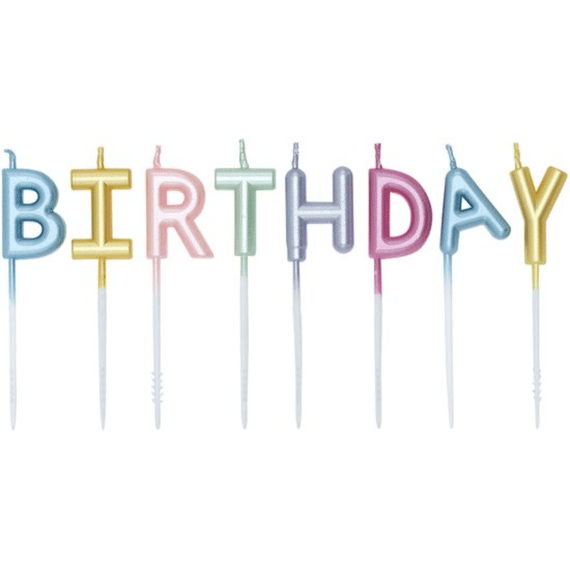 Kaarsen Set Voor Taart 2.7cm Happy Birthday Pearl