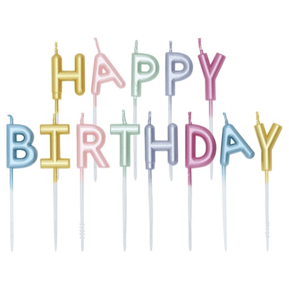 Kaarsen Set Voor Taart 2.7cm Happy Birthday Pearl