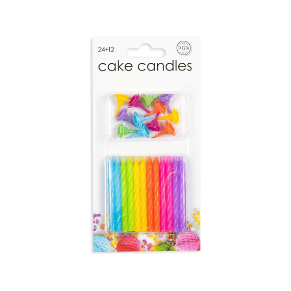Kaarsen Voor Taart 24st Met Houders 12st Multicolor