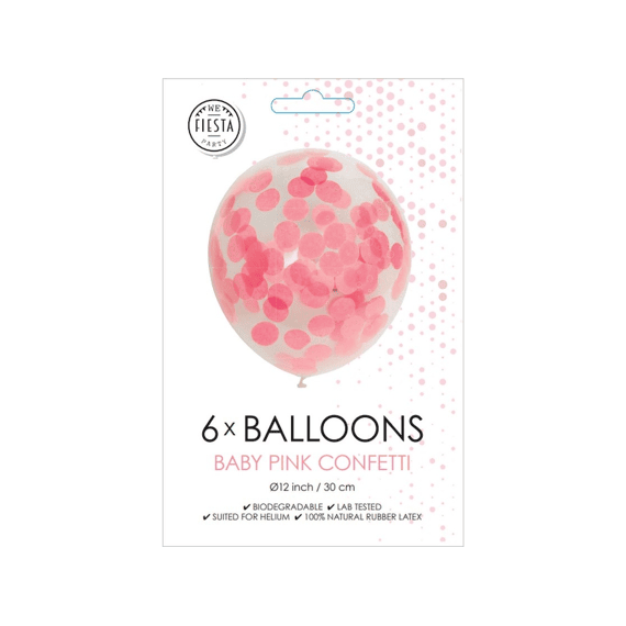 Confetti Ballon 6st Baby Pink